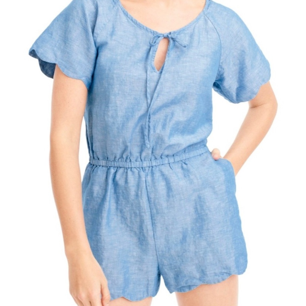 Jcrew denim Scallop rompers XL
